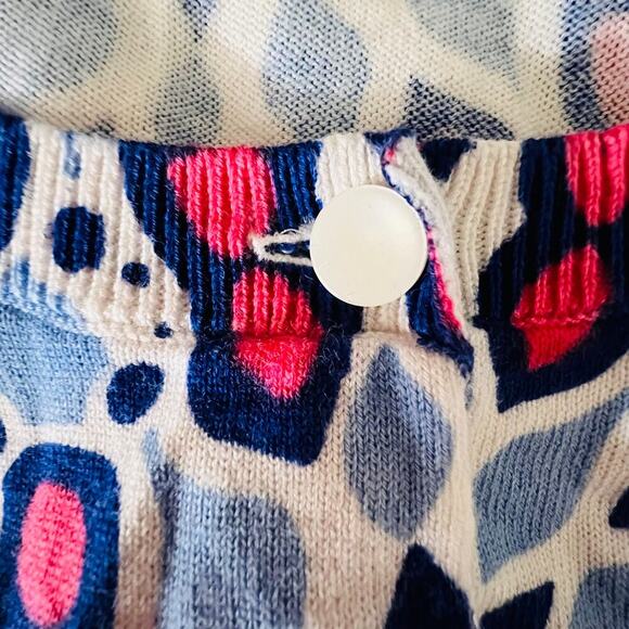 Talbots Cardigan Sweater Blue Green Medallion Print Classic Preppy PS - Picture 6 of 10